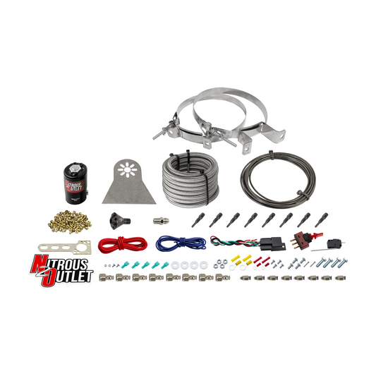 Nitrous Outlet Dry 8 Cylinder Direct Port System - .122 Nitrous Solenoids/Nylon Hose/Showerhead Distribution Blocks/90 Deg...