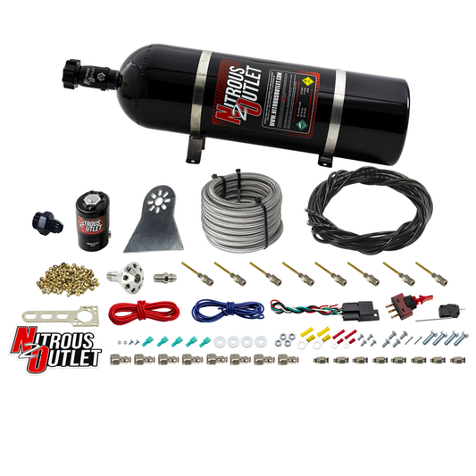 Nitrous Outlet Dry 8 Cylinder Direct Port System - .122 Nitrous Solenoids/Nylon Hose/Showerhead Distribution Blocks/Plate ...