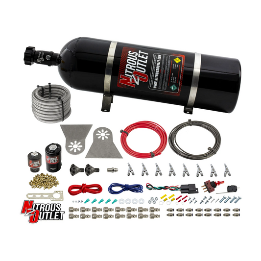 Nitrous Outlet 8 Cylinder Direct Port System - .122 Nitrous Solenoids/.177 Fuel Solenoids/Nylon Hose/Showerhead Distributi...