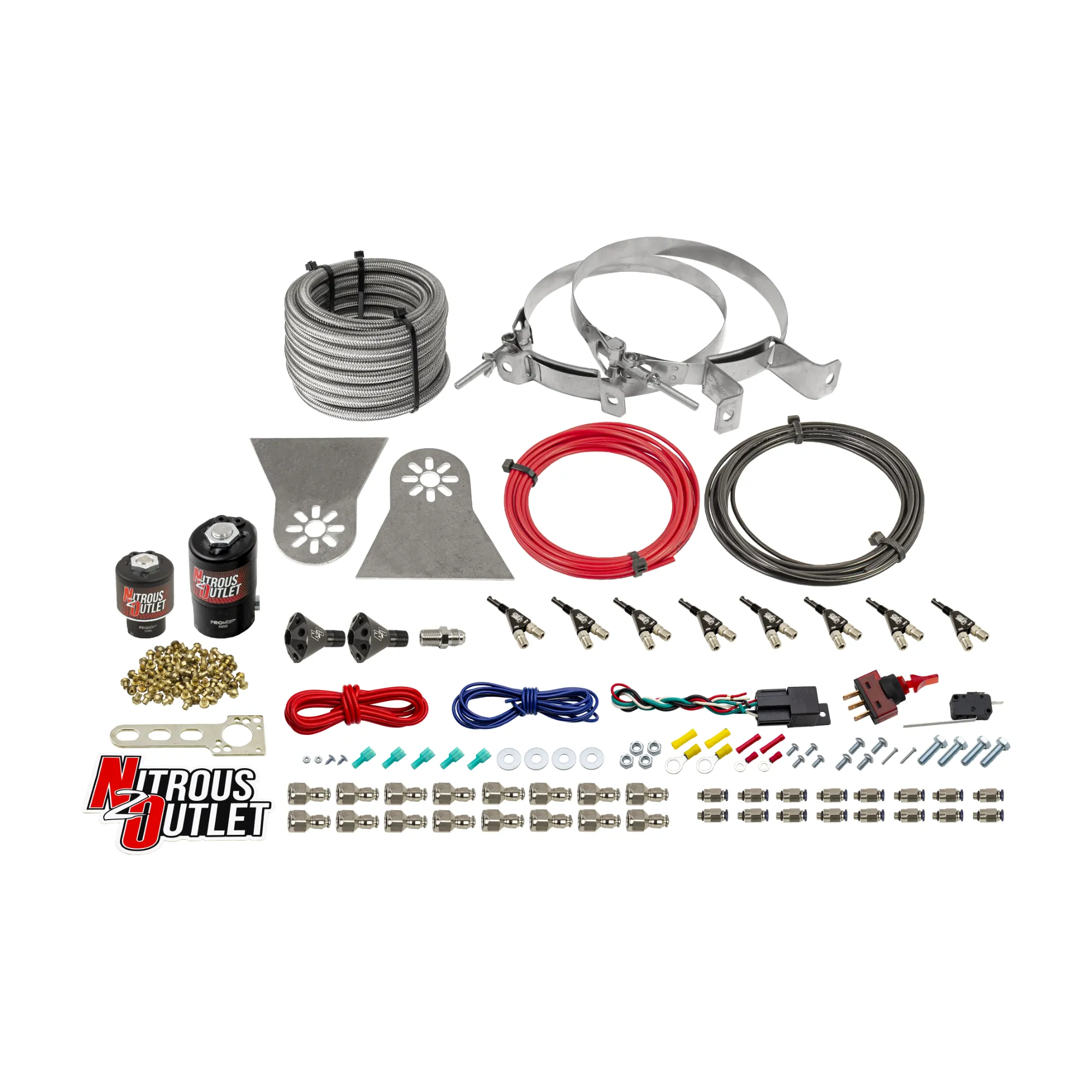 Nitrous Outlet 8 Cylinder Direct Port System - .112 Nitrous Solenoids/.177 Fuel Solenoids/Nylon Hose/Showerhead Distributi...