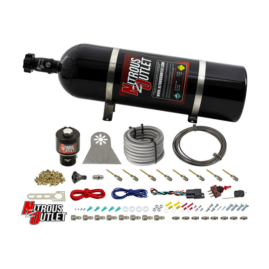Nitrous Outlet Dry 8 Cylinder Direct Port System - .178 Trashcan Nitrous Solenoids/Nylon Hose/Showerhead Distribution Bloc...