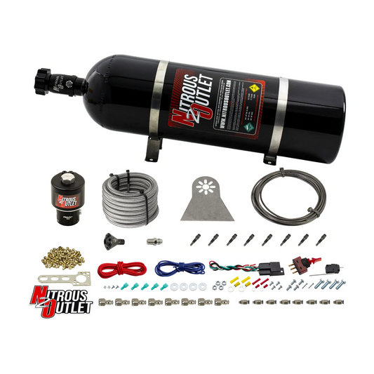 Nitrous Outlet Dry 8 Cylinder Direct Port System - .178 Trashcan Nitrous Solenoids/Nylon Hose/Showerhead Distribution Bloc...