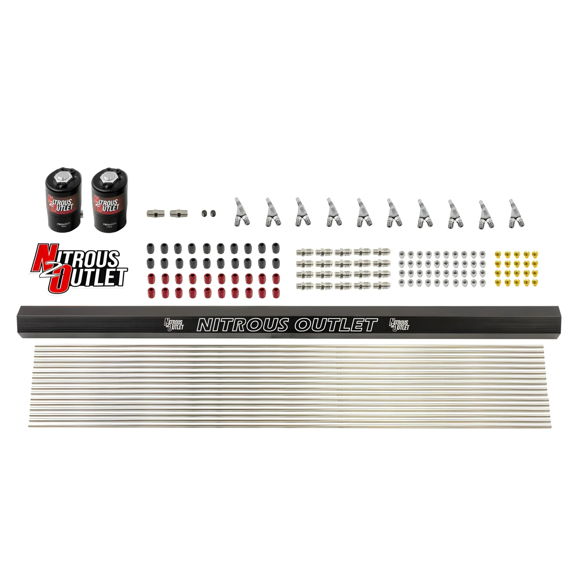 Nitrous Outlet 10 Cylinder Solenoids Forward Direct Port Conversion Kit - .122 Nitrous Solenoid/.310 Fuel Solenoid/Injecti...