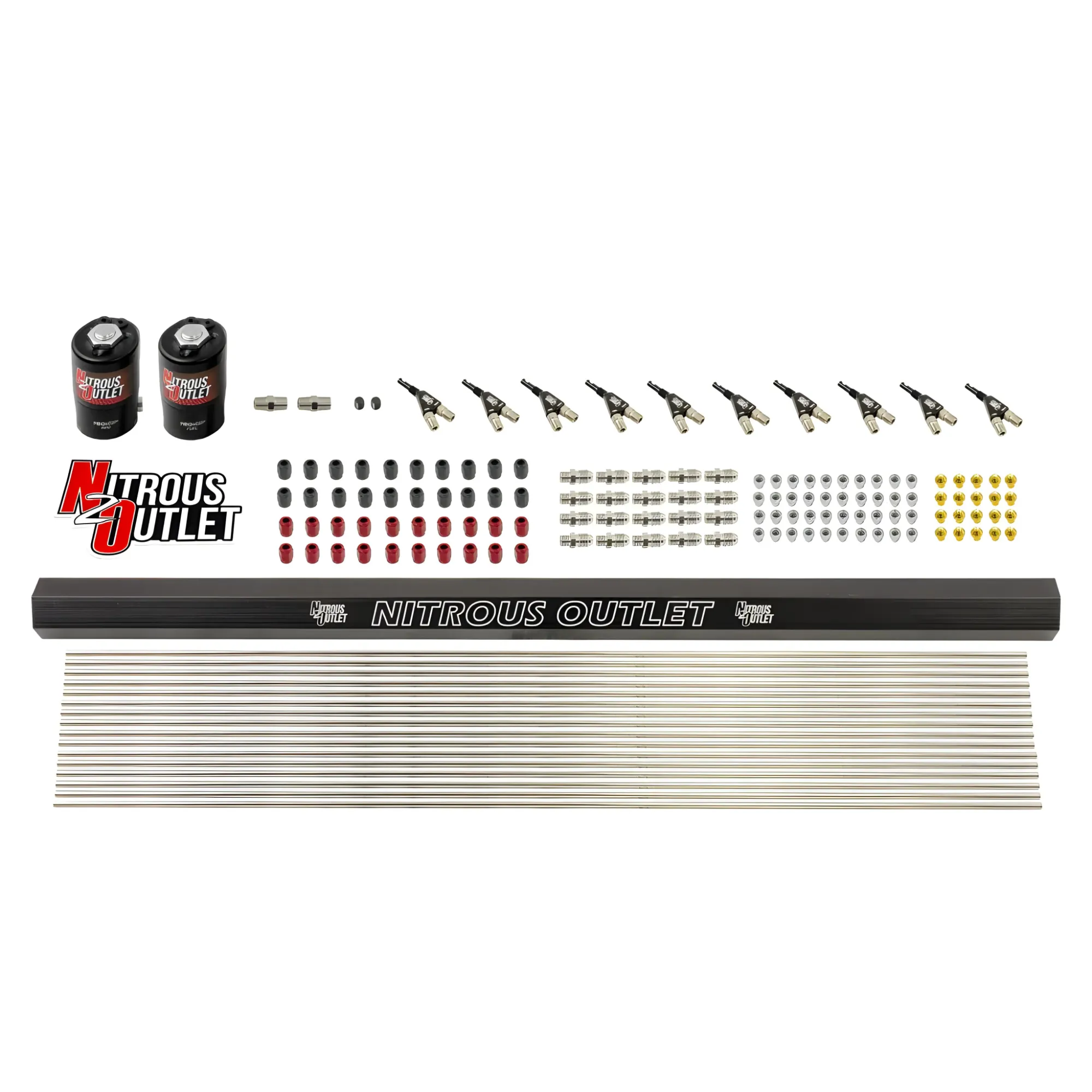 Nitrous Outlet 10 Cylinder Solenoids Forward Direct Port Conversion Kit - .122 Nitrous Solenoid/.310 Fuel Solenoid/Injecti...