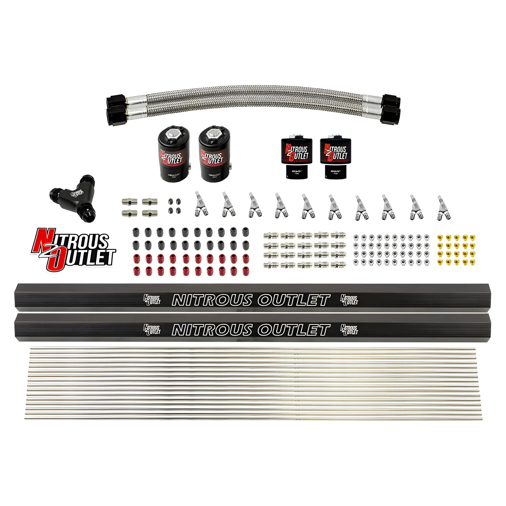 Nitrous Outlet 10 Cylinder Solenoids Forward Direct Port Conversion Kit - Two .122 Nitrous Solenoids/Two .177 Fuel Solenoi...