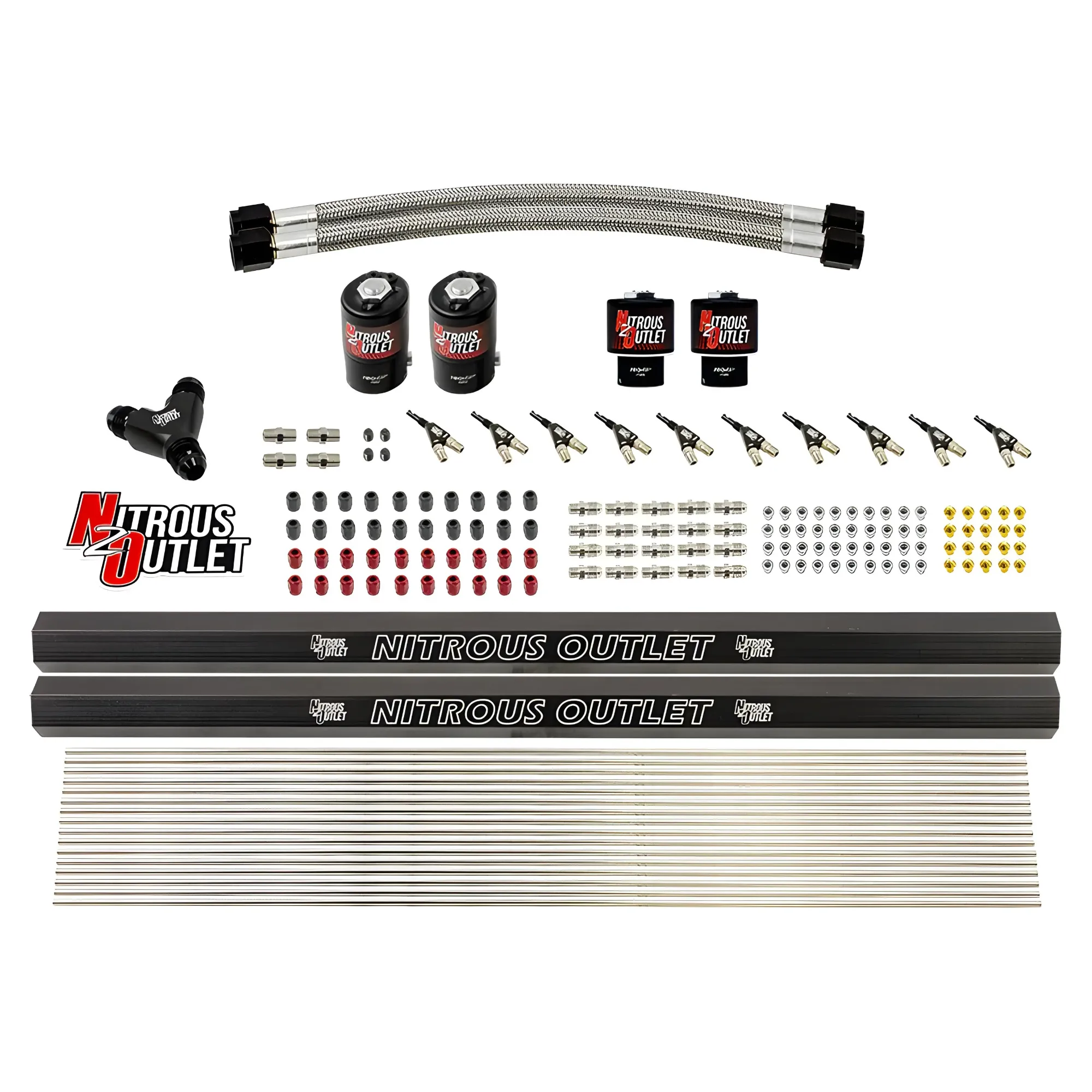 Nitrous Outlet 10 Cylinder Solenoids Forward Direct Port Conversion Kit - Two .122 Nitrous Solenoids/Two .177 Fuel Solenoi...