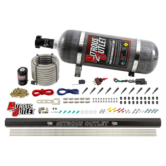 Nitrous Outlet Dry 10 Cylinder Direct Port System - .122 Nitrous Solenoid/Injection Rail/90 Degree Discharge Nozzles (125-...