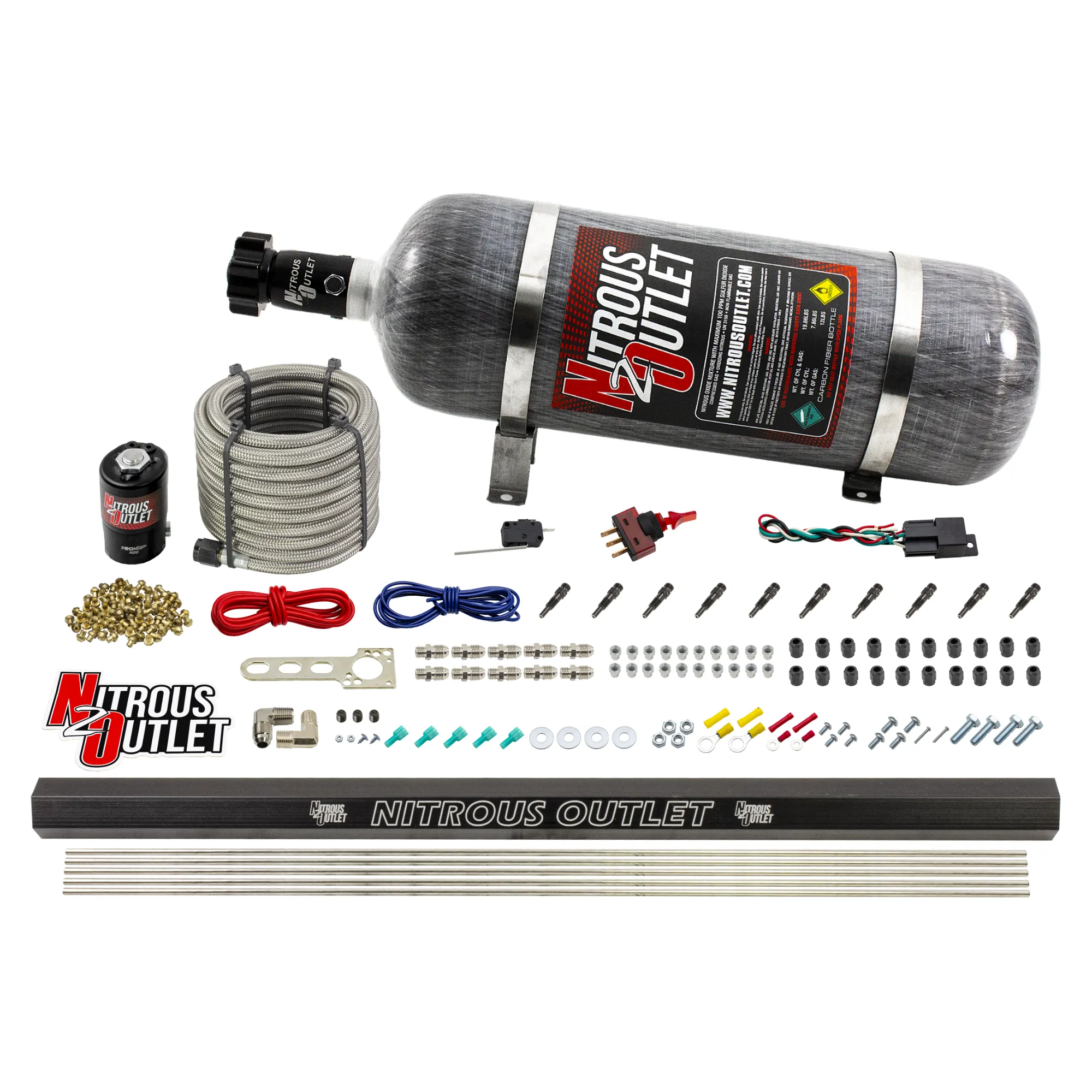 Nitrous Outlet Dry 10 Cylinder Direct Port System - .122 Nitrous Solenoid/Injection Rail/SBT  Discharge Nozzles (125-375HP...