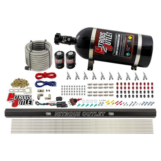 Nitrous Outlet 10 Cylinder Direct Port System - .122 Nitrous Solenoid/.310 Fuel Solenoid/Dual Passage Injection Rail/Annul...