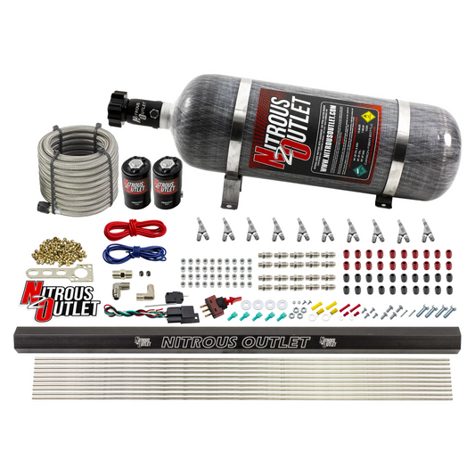 Nitrous Outlet 10 Cylinder Direct Port System - .122 Nitrous Solenoid/.310 Fuel Solenoid/Dual Passage Injection Rail/Annul...