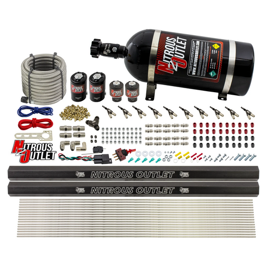 Nitrous Outlet 10 Cylinder Direct Port System - Two .122 Nitrous Solenoid/Two .310 Fuel Solenoid/Two Dual Passage Injectio...