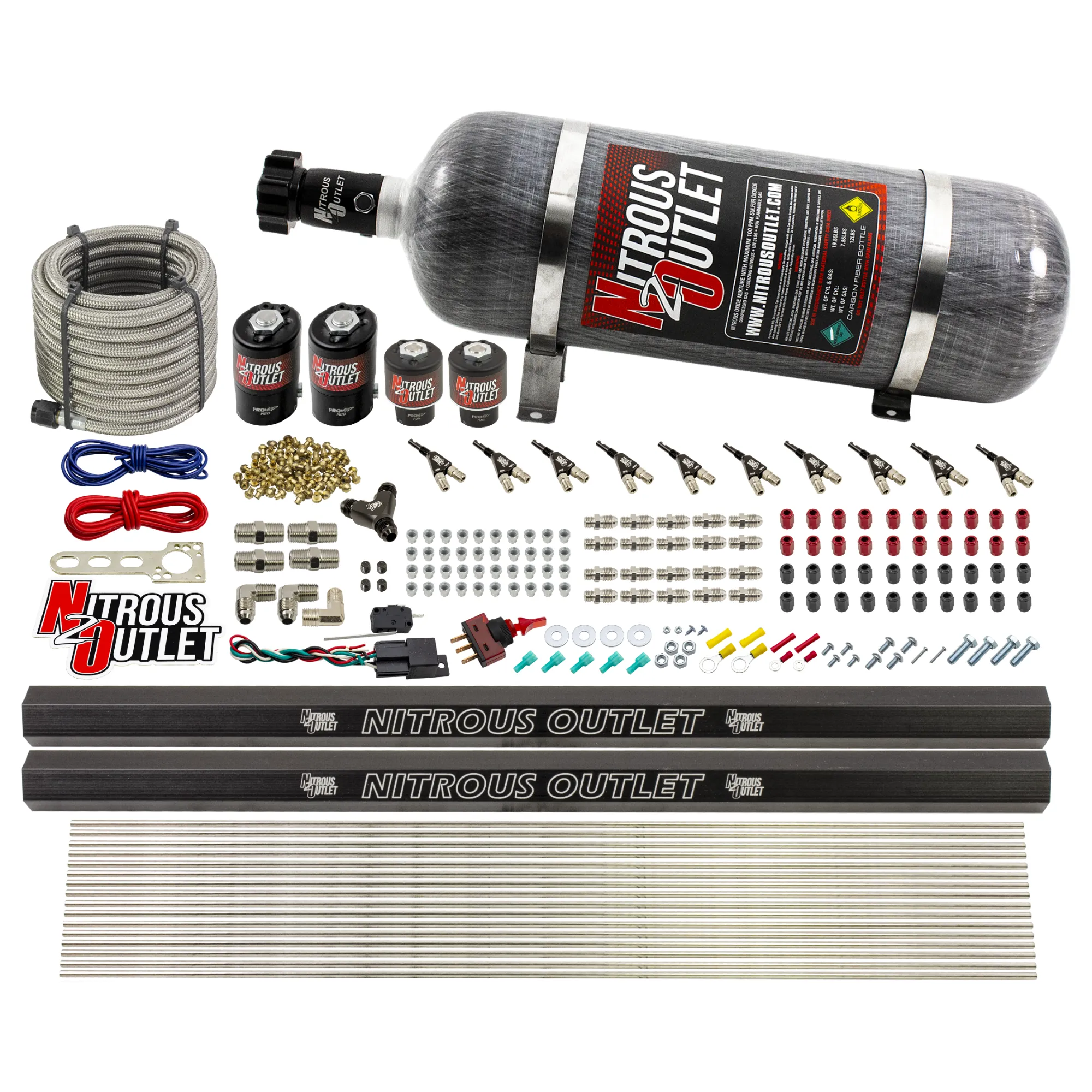 Nitrous Outlet 10 Cylinder Direct Port System - Two .122 Nitrous Solenoid/Two .310 Fuel Solenoid/Two Dual Passage Injectio...