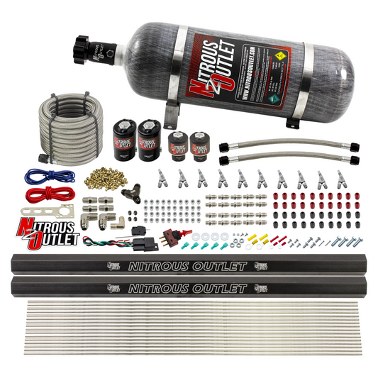 Nitrous Outlet 10 Cylinder Direct Port System - Two .122 Nitrous Solenoid/Two .310 Fuel Solenoid/Two Dual Passage Injectio...