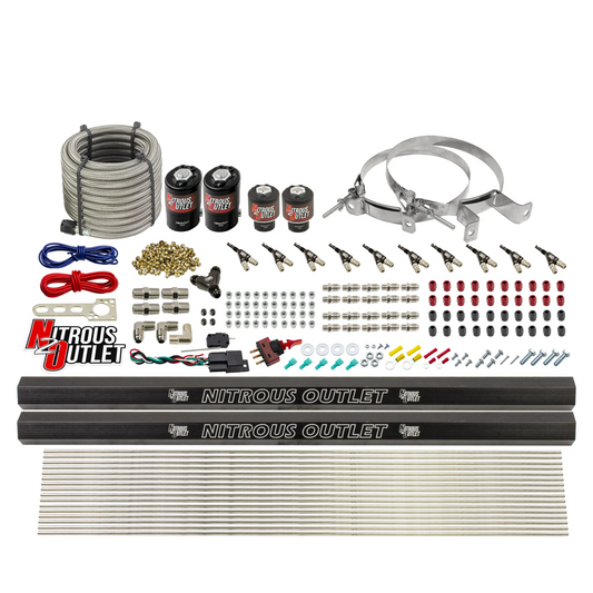 Nitrous Outlet 10 Cylinder Direct Port System - Two .122 Nitrous Solenoid/Two .310 Fuel Solenoid/Two Dual Passage Injectio...