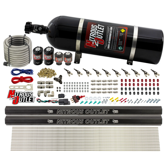 Nitrous Outlet 10 Cylinder Direct Port System - Two .122 Nitrous Solenoid/Two .310 Fuel Solenoid/Two Dual Passage Injectio...