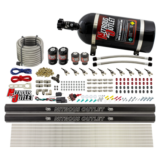 Nitrous Outlet 10 Cylinder Direct Port System - Two .122 Nitrous Solenoid/Two .310 Fuel Solenoid/Two Dual Passage Injectio...