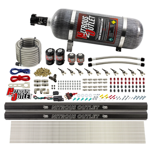 Nitrous Outlet 10 Cylinder Direct Port System - Two .122 Nitrous Solenoid/Two .310 Fuel Solenoid/Two Dual Passage Injectio...