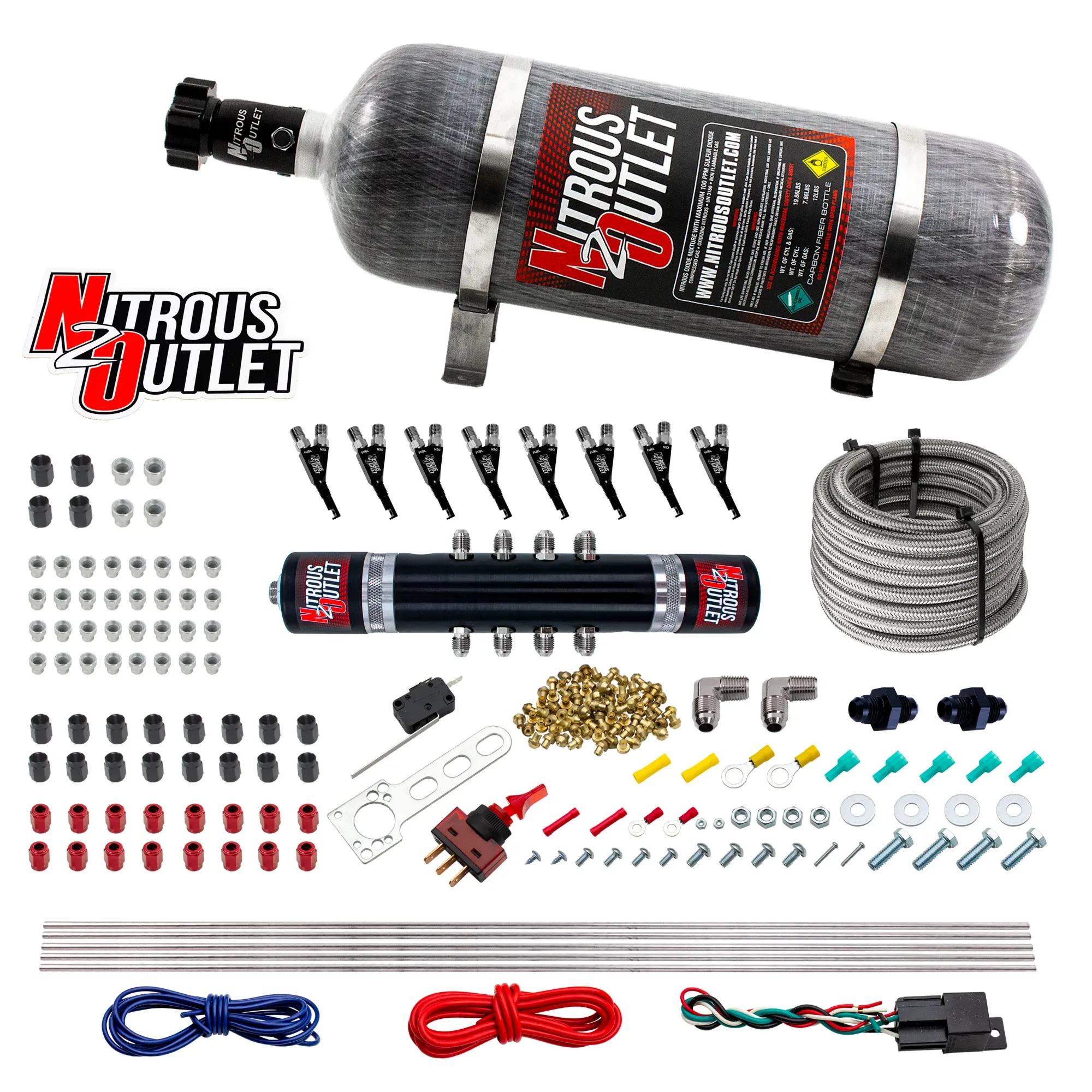 Nitrous Outlet 8 Cylinder 'Black Widow' Direct Port System - .122 Nitrous Solenoid/.310 Fuel Solenoid/Solenoid Distributio...