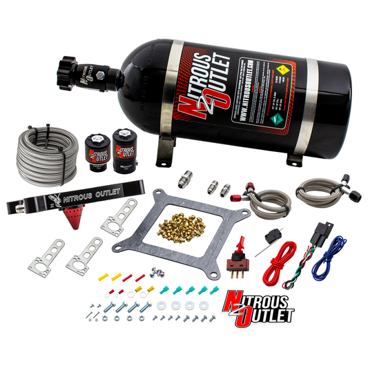 Nitrous Outlet 4150 Stinger 2 System - Braided Hoses/.122 Nitrous Solenoid/.177 Fuel Solenoid/Universal Solenoid Brackets ...
