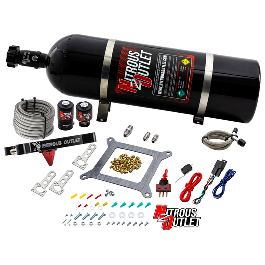 Nitrous Outlet 4150 Stinger 2 System - Braided Hoses/.122 Nitrous Solenoid/.177 Fuel Solenoid/Universal Solenoid Brackets ...