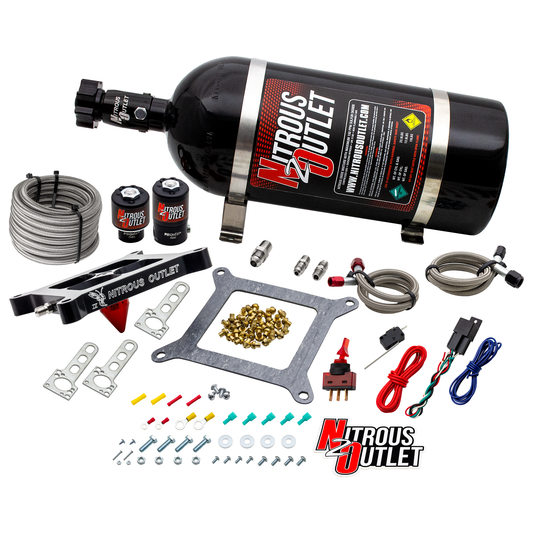 Nitrous Outlet 4150 Stinger 4 System - Braided Hoses/.122 Nitrous Solenoid/.177 Fuel Solenoid/Universal Solenoid Brackets ...