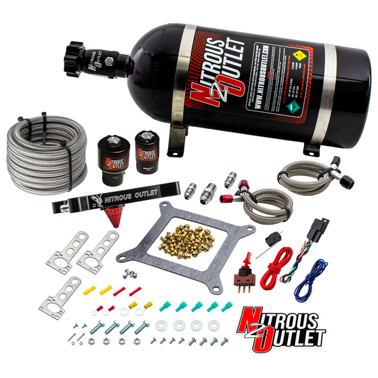 Nitrous Outlet 4150 Stinger 2 Race System - Braided Hoses/.178 Trashcan Nitrous Solenoid/.310 Fuel Solenoid/Universal Sole...