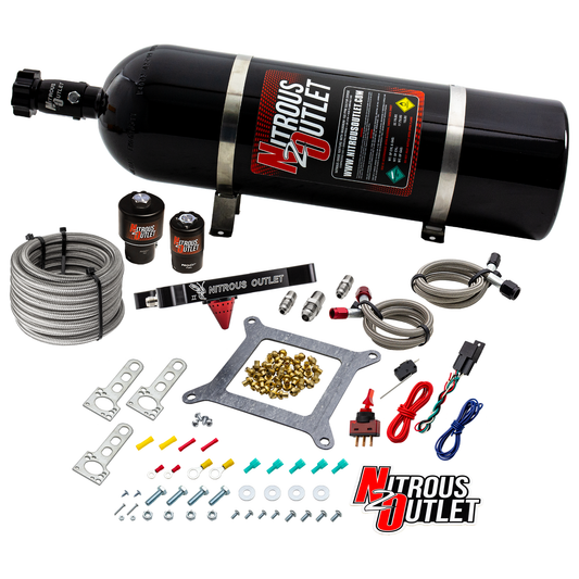 Nitrous Outlet 4150 Stinger 2 Race System - Braided Hoses/.178 Trashcan Nitrous Solenoid/.310 Fuel Solenoid/Universal Sole...