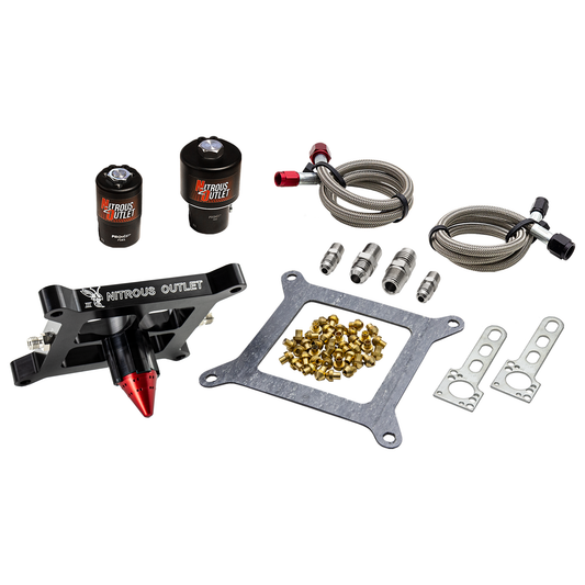 Nitrous Outlet 4150 Stinger 3 Race Solenoid Forward Conversion Kit - Braided Hoses/.178 Trashcan Nitrous Solenoid/.310 Fue...