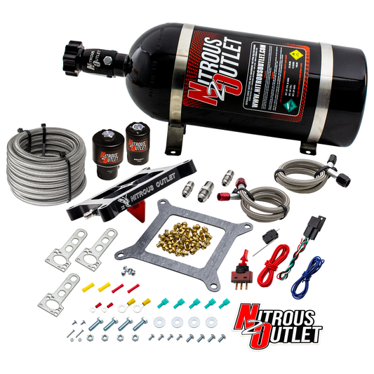 Nitrous Outlet 4150 Stinger 4 Race System - Braided Hoses/.178 Trashcan Nitrous Solenoid/.310 Fuel Solenoid/Universal Sole...