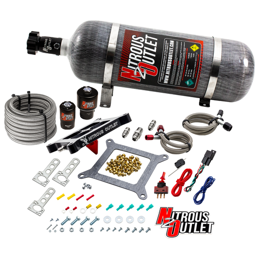 Nitrous Outlet 4150 Stinger 4 Race System - Braided Hoses/.178 Trashcan Nitrous Solenoid/.310 Fuel Solenoid/Universal Sole...