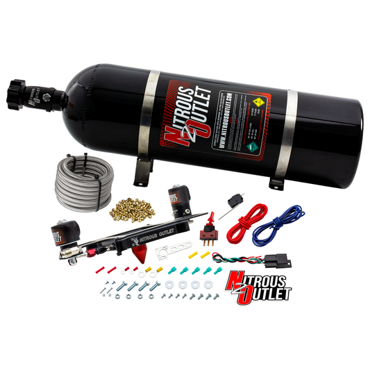 Nitrous Outlet 4150 Stinger 4 System - Hard-line/.122 Nitrous Solenoid/.177 Fuel Solenoid/Boomerang Solenoid Bracket - (Ga...