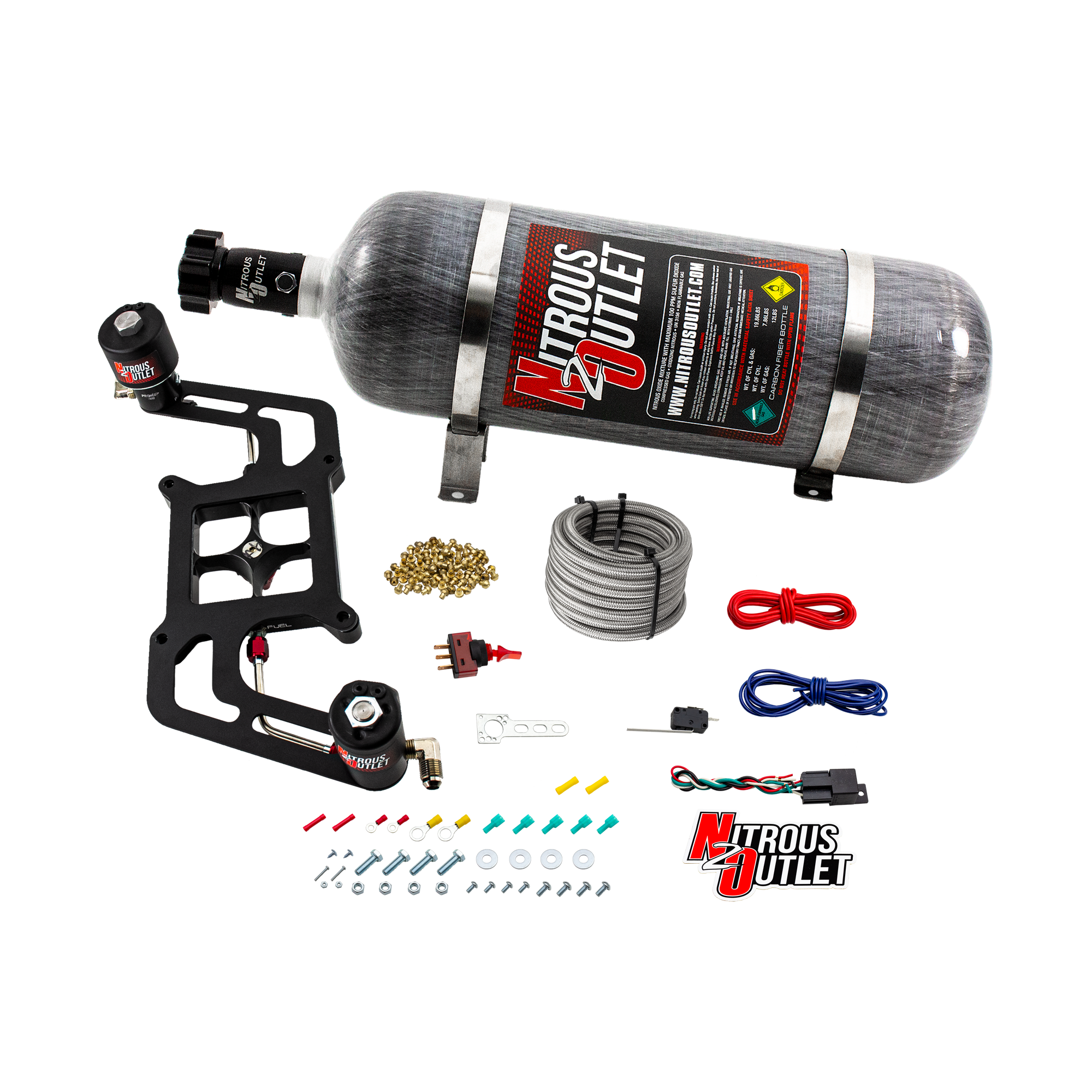 Nitrous Outlet 4150 Stinger 2 Race System - Hard-line/.178 Trashcan Nitrous Solenoid/.310 Fuel Solenoid/Boomerang Solenoid...