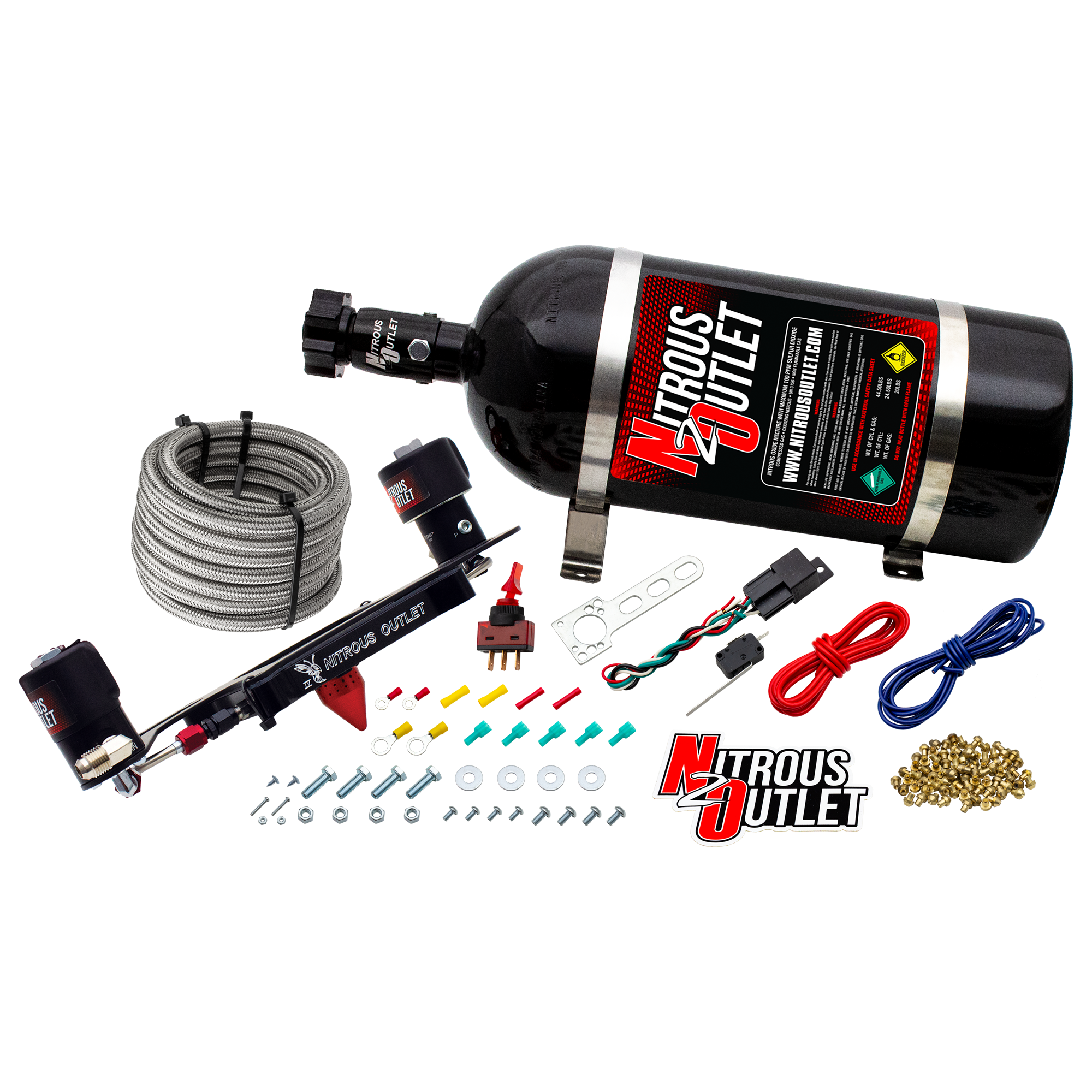 Nitrous Outlet 4150 Stinger 4 Race System - Hard-line/.178 Trashcan Nitrous Solenoid/.310 Fuel Solenoid/Boomerang Solenoid...