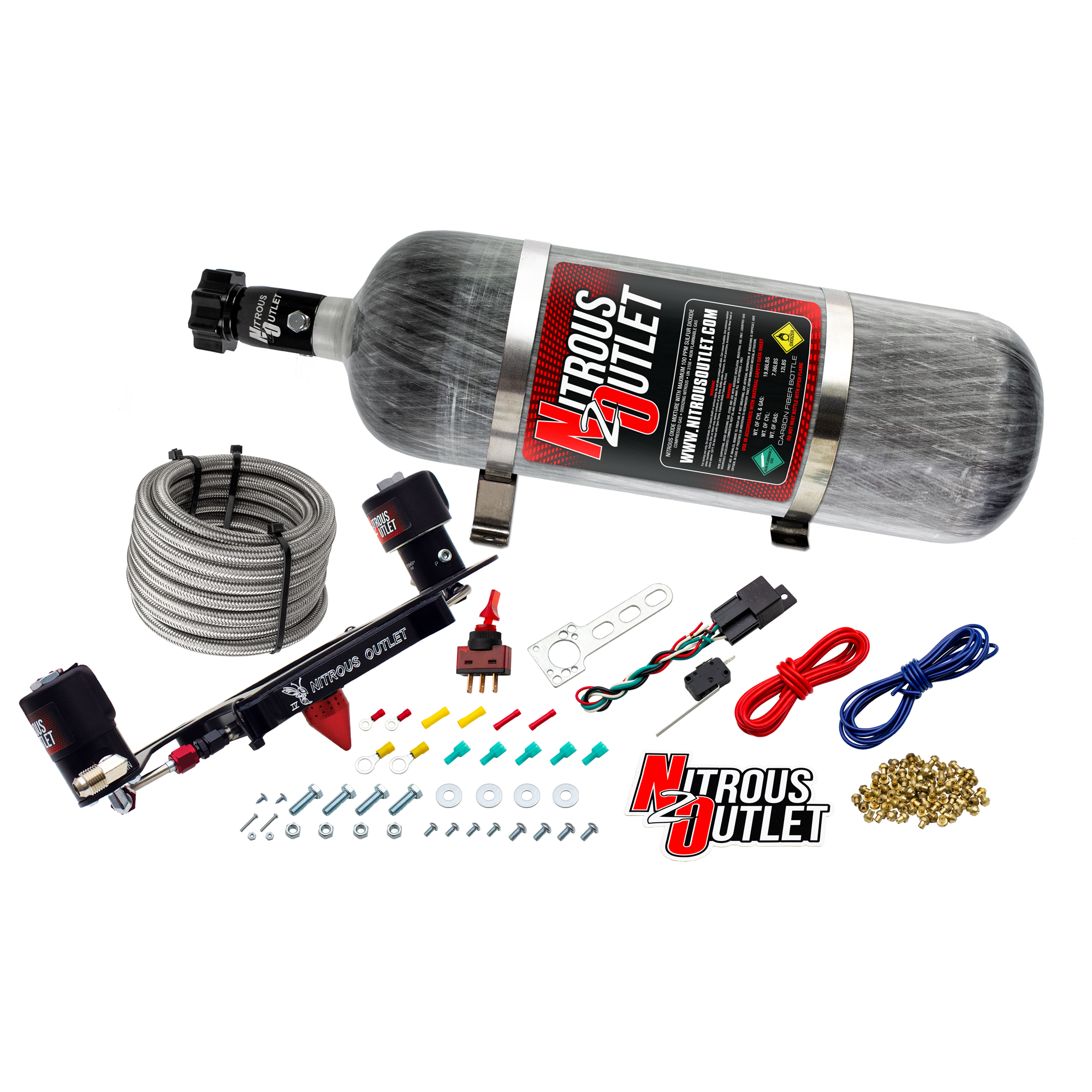 Nitrous Outlet 4150 Stinger 4 Race System - Hard-line/.178 Trashcan Nitrous Solenoid/.310 Fuel Solenoid/Boomerang Solenoid...