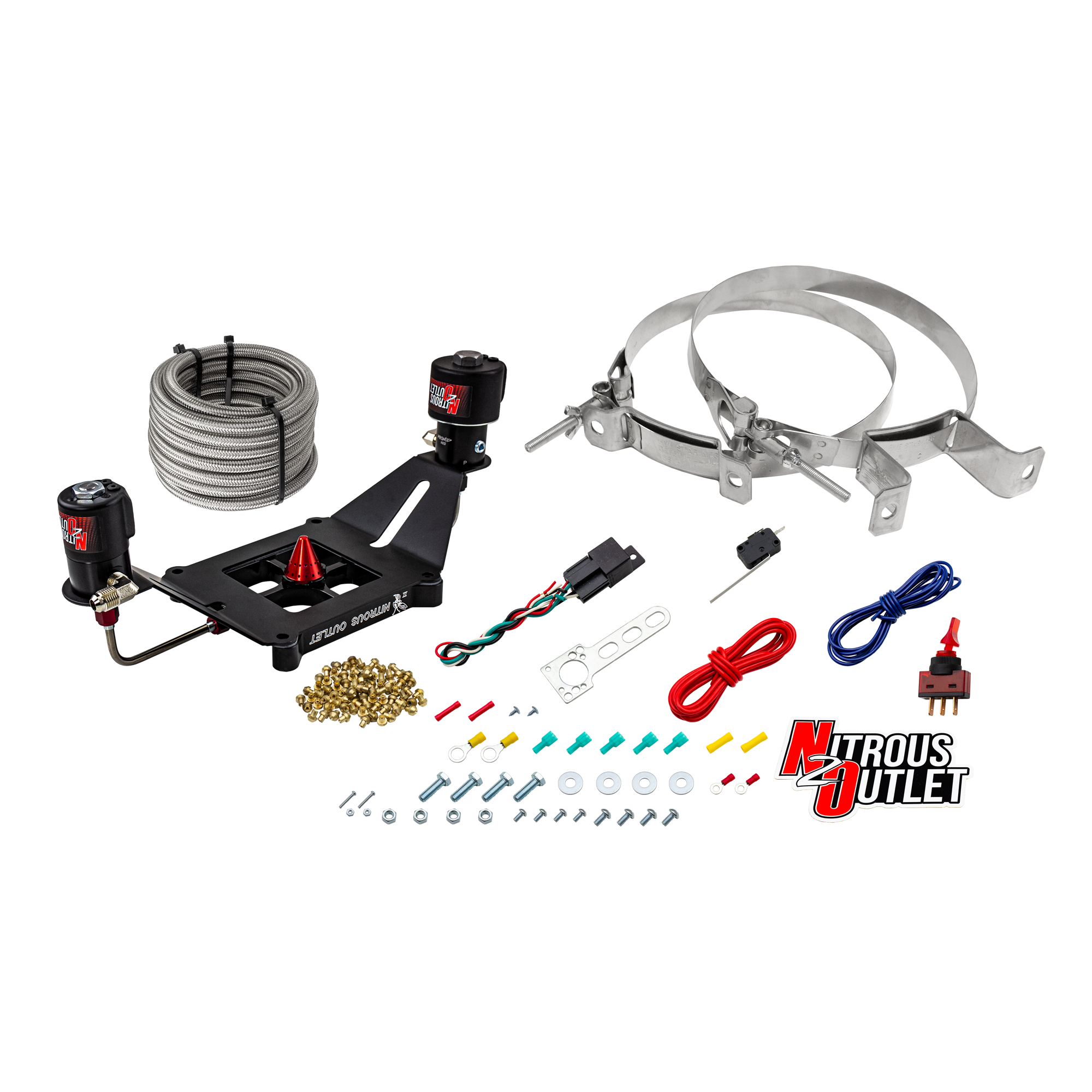 Nitrous Outlet 4150 Stinger 2 Race System - Hard-line/.178 Trashcan Nitrous Solenoid/.310 Fuel Solenoid/Deep Break Solenoi...