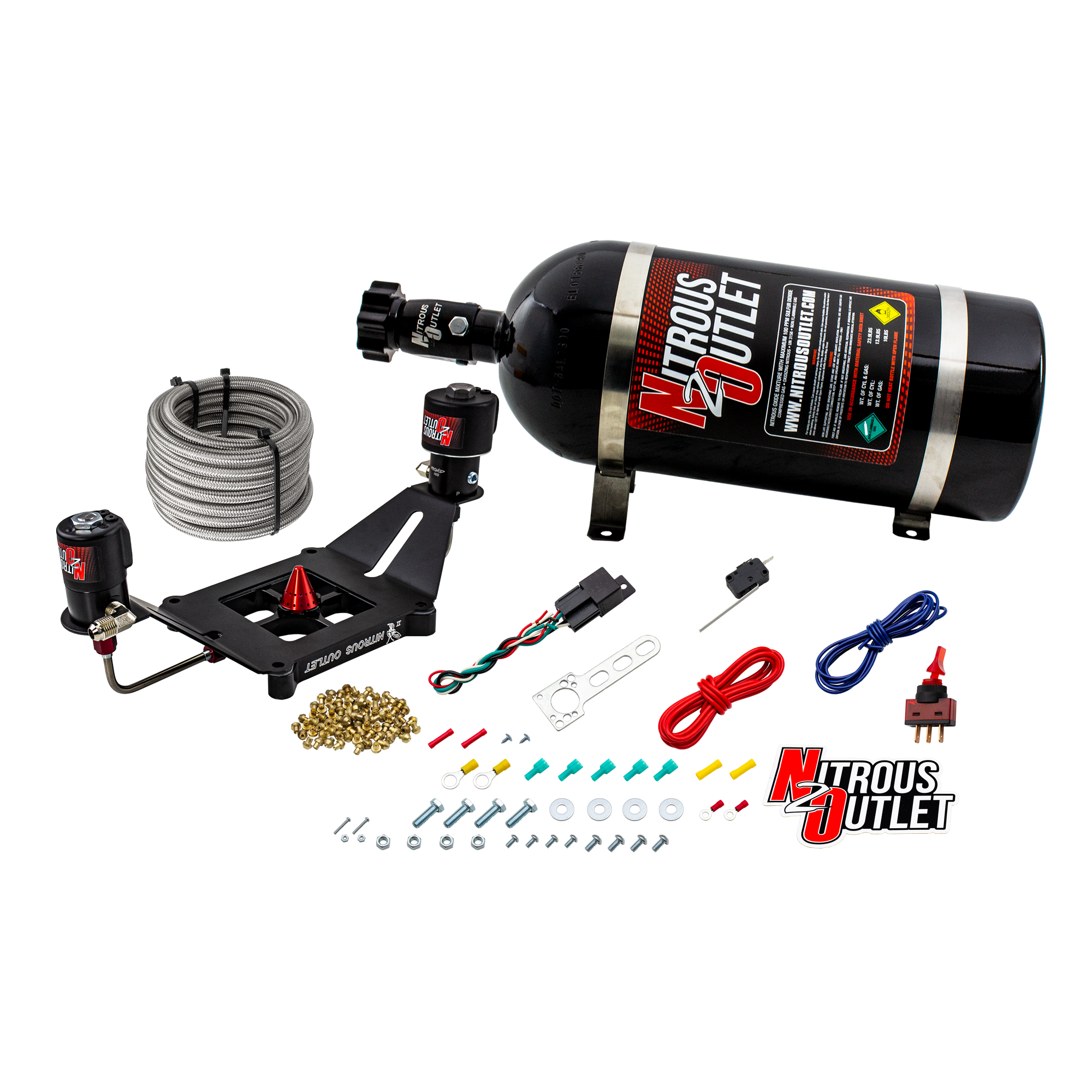 Nitrous Outlet 4150 Stinger 2 Race System - Hard-line/.178 Trashcan Nitrous Solenoid/.310 Fuel Solenoid/Deep Break Solenoi...