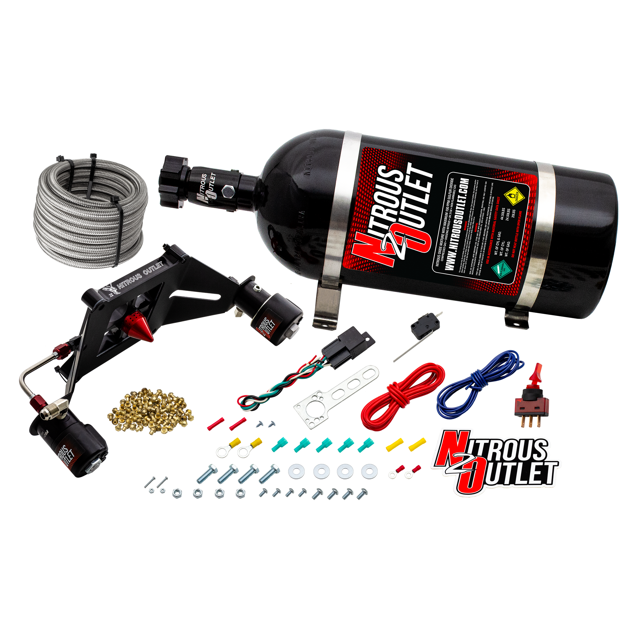 Nitrous Outlet 4150 Stinger 4 Race System - Hard-line/.178 Trashcan Nitrous Solenoid/.310 Fuel Solenoid/Deep Break Solenoi...
