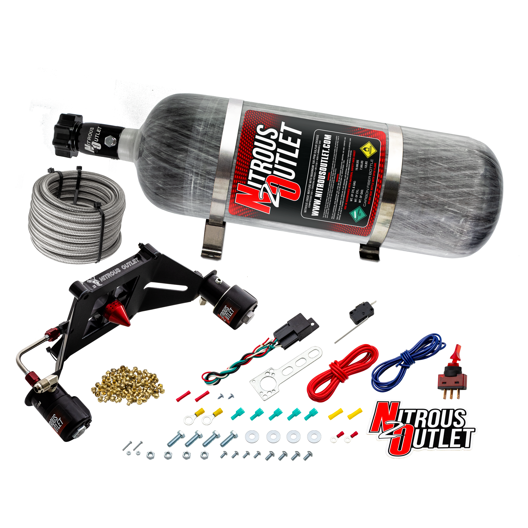 Nitrous Outlet 4150 Stinger 4 Race System - Hard-line/.178 Trashcan Nitrous Solenoid/.310 Fuel Solenoid/Deep Break Solenoi...