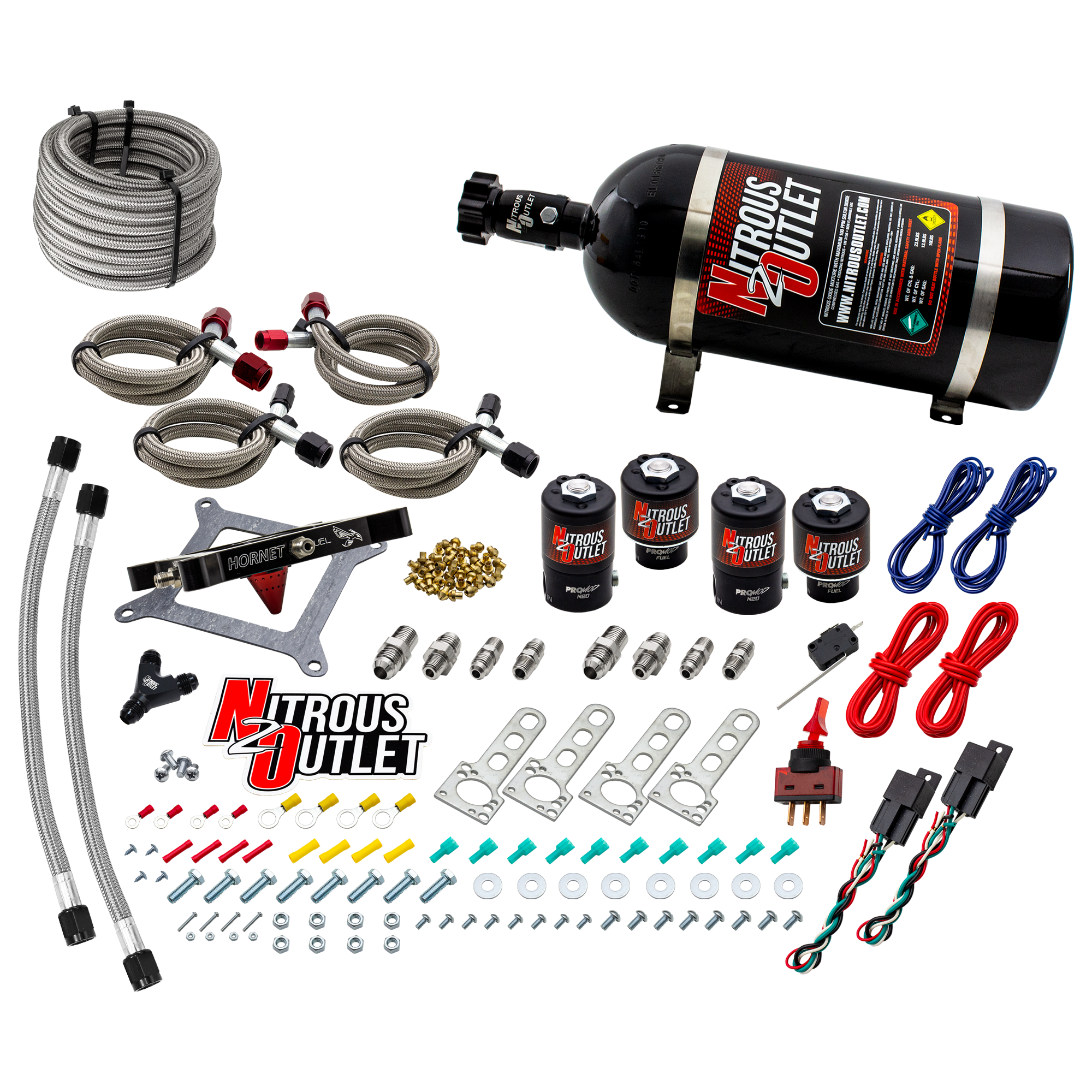 Nitrous Outlet 4150  Hornet 2 Dual Stage System - Two .122 Nitrous Solenoids/Two .177 Fuel Solenoids/Universal Solenoid Br...