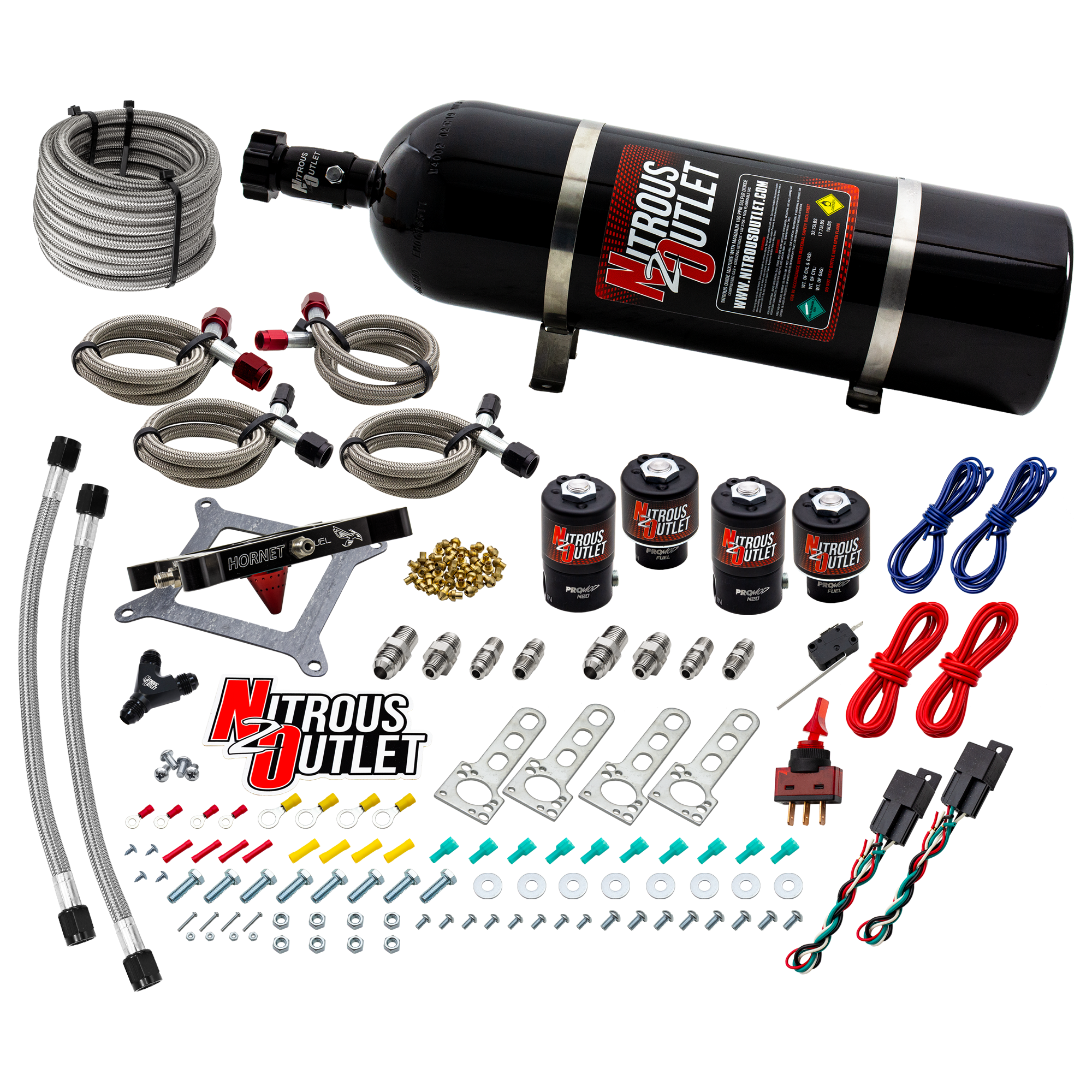 Nitrous Outlet 4150  Hornet 2 Dual Stage System - Two .122 Nitrous Solenoids/Two .177 Fuel Solenoids/Universal Solenoid Br...