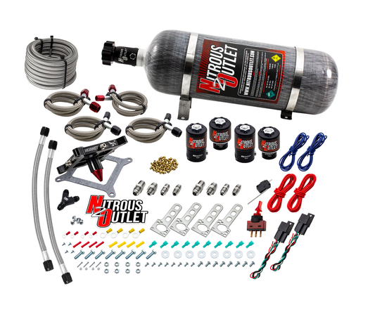 Nitrous Outlet 4150  Hornet 3 Dual Stage System - Two .122 Nitrous Solenoids/Two .177 Fuel Solenoids/Universal Solenoid Br...