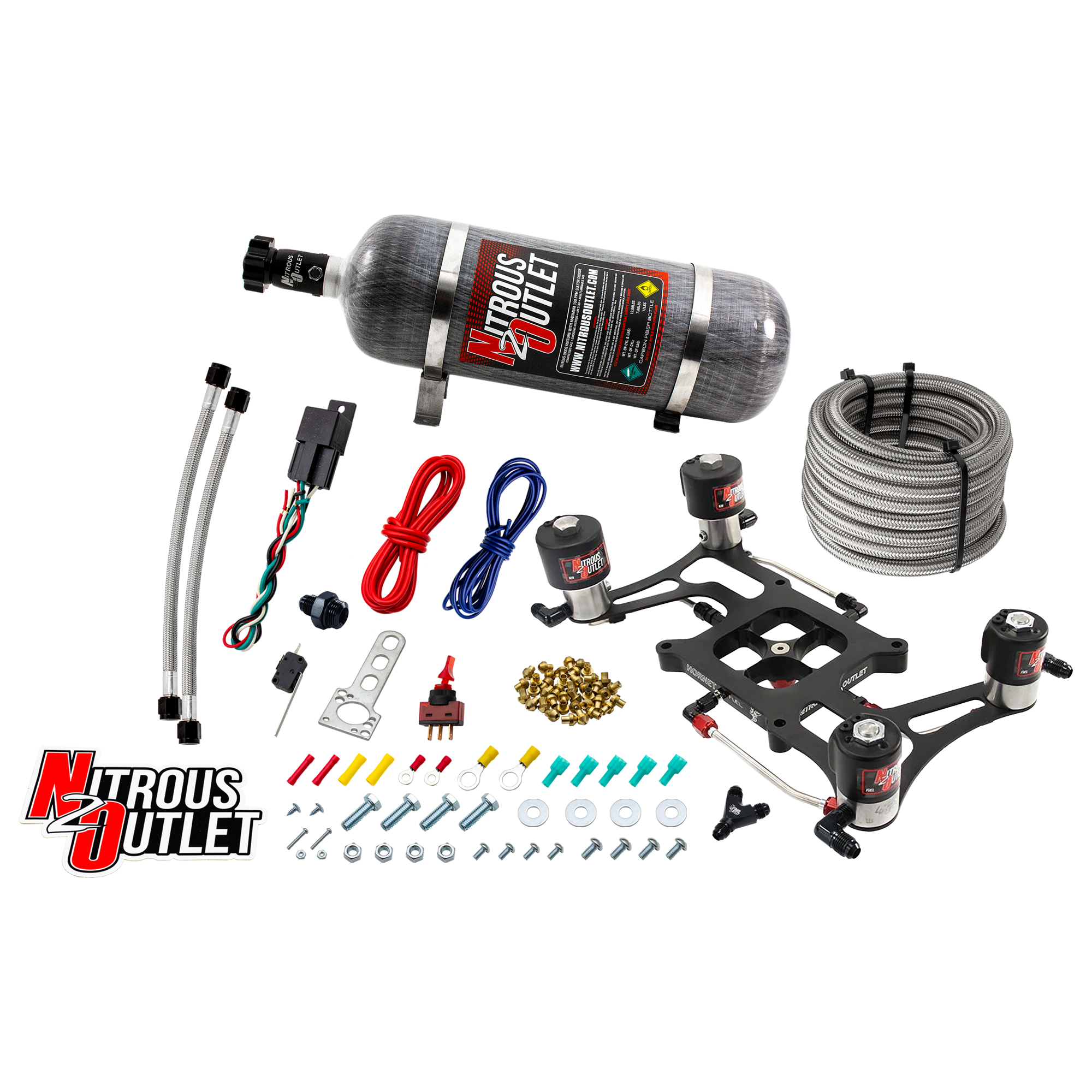 Nitrous Outlet 4150 Hornet 3 Race Dual Stage System - Hard-line/Two .178 Trashcan Nitrous Solenoids/Two .310 Fuel Solenoid...