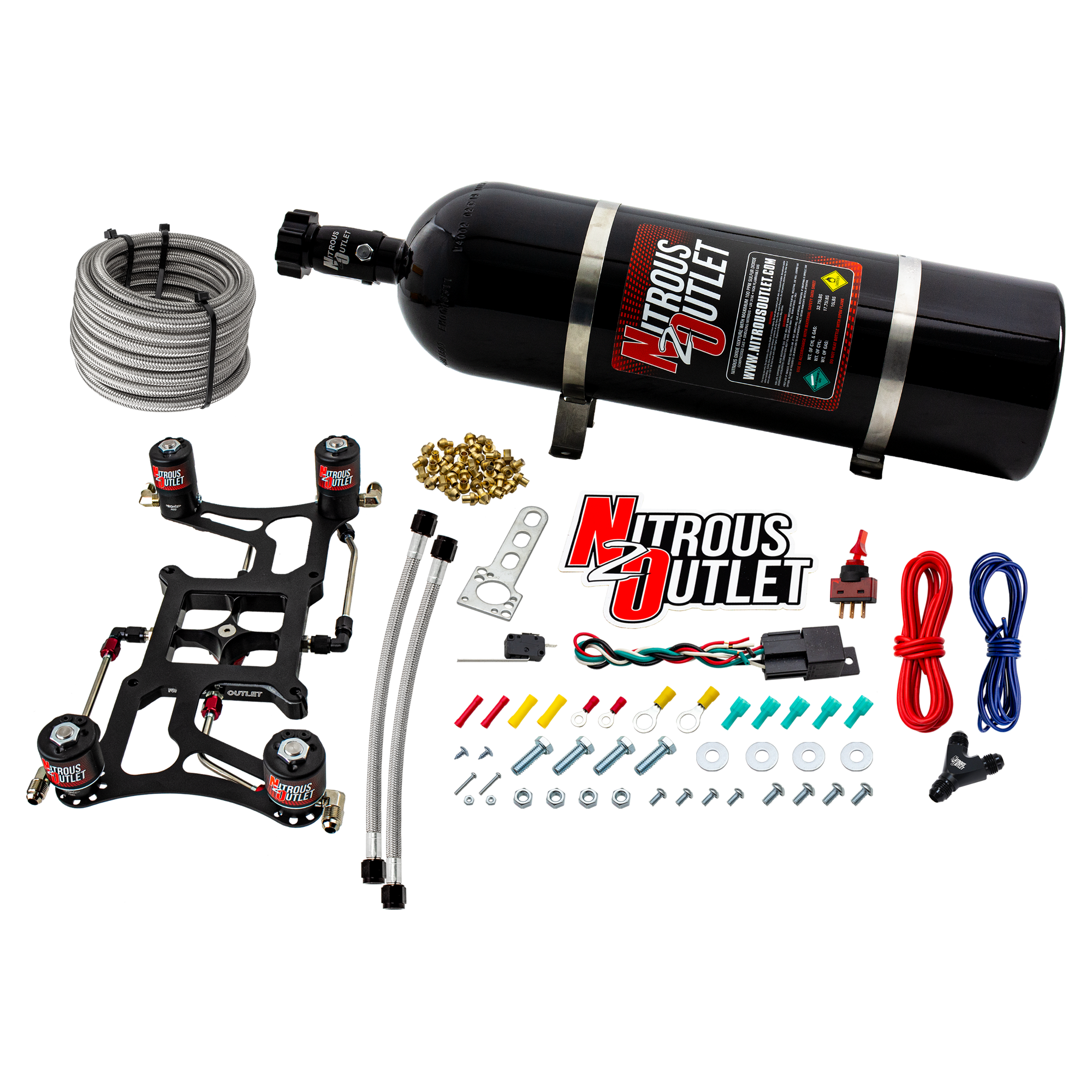 Nitrous Outlet 4150 Hornet 2 Race Dual Stage System - Hard-line/Two .178 Trashcan Nitrous Solenoids/Two .310 Fuel Solenoid...