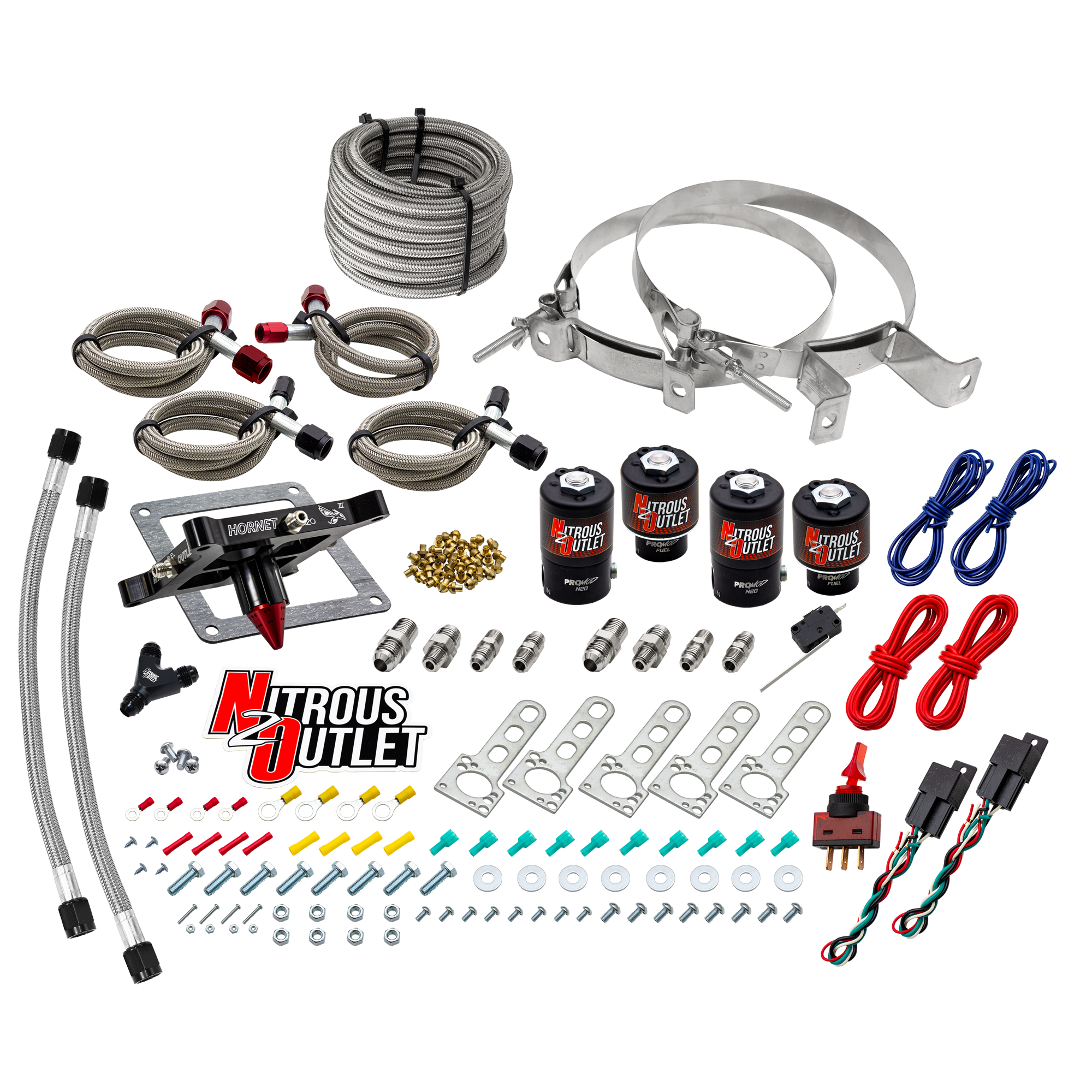 Nitrous Outlet 4500  Hornet 3 Dual Stage System - Two .122 Nitrous Solenoids/Two .177 Fuel Solenoids/Universal Solenoid Br...