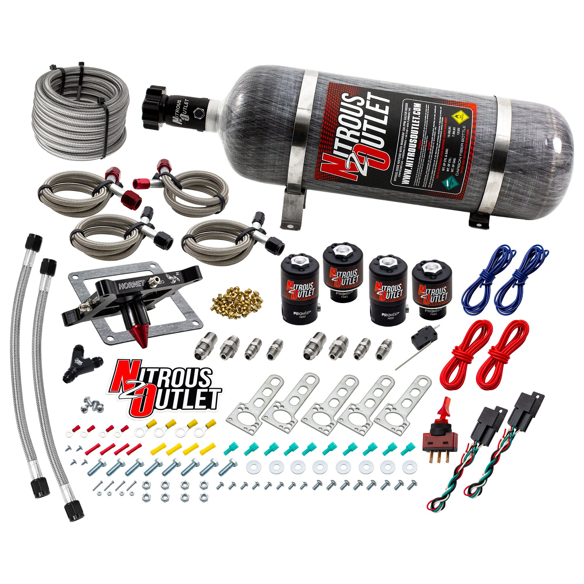 Nitrous Outlet 4500  Hornet 3 Dual Stage System - Two .122 Nitrous Solenoids/Two .177 Fuel Solenoids/Universal Solenoid Br...