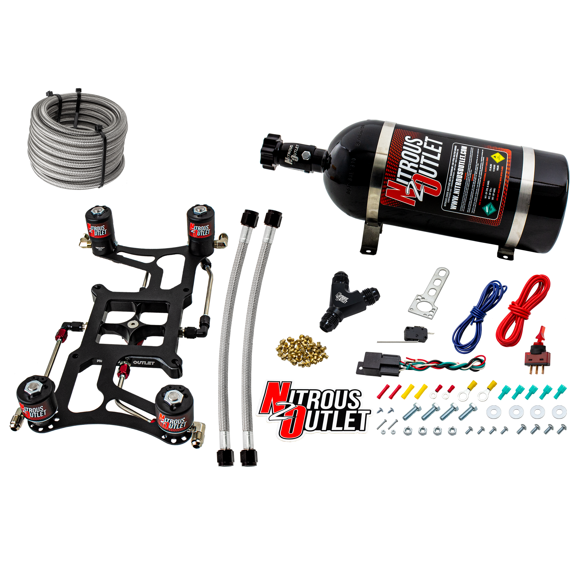 Nitrous Outlet 4500 Hornet 2 Dual Stage System - Hard-line/Two .122 Nitrous Solenoids/Two .177 Fuel Solenoids/Four Solenoi...