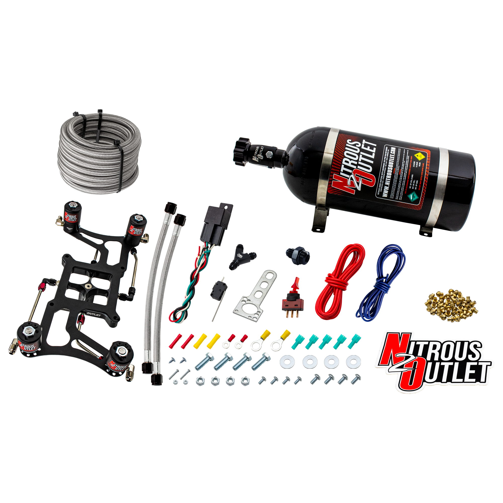 Nitrous Outlet 4500 Hornet 3 Dual Stage System - Hard-line/Two .122 Nitrous Solenoids/Two .177 Fuel Solenoids/Four Solenoi...