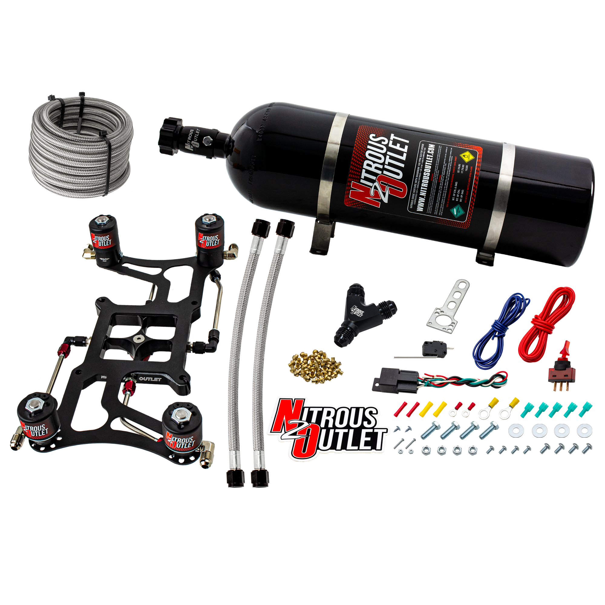 Nitrous Outlet 4500 Hornet 2 Dual Stage System - Hard-line/Two .122 Nitrous Solenoids/Two .177 Fuel Solenoids/Four Solenoi...