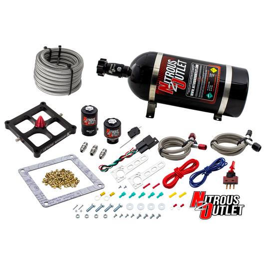 Nitrous Outlet 4500 Stinger 2 System - Braided Hoses/.122 Nitrous Solenoid/.177 Fuel Solenoid/Universal Solenoid Brackets ...