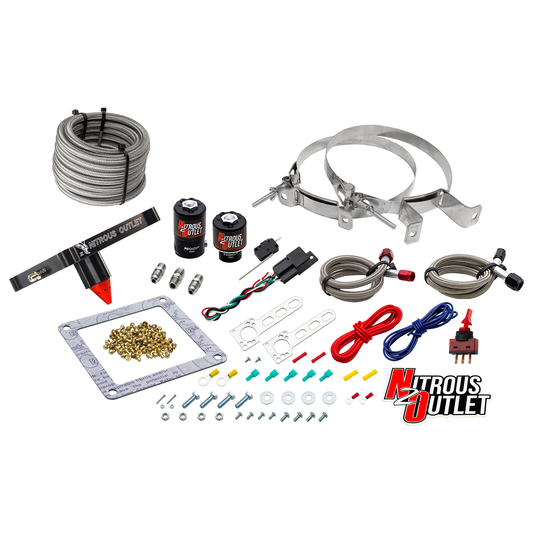 Nitrous Outlet 4500 Stinger 3 System - Braided Hoses/.122 Nitrous Solenoid/.177 Fuel Solenoid/Universal Solenoid Brackets ...